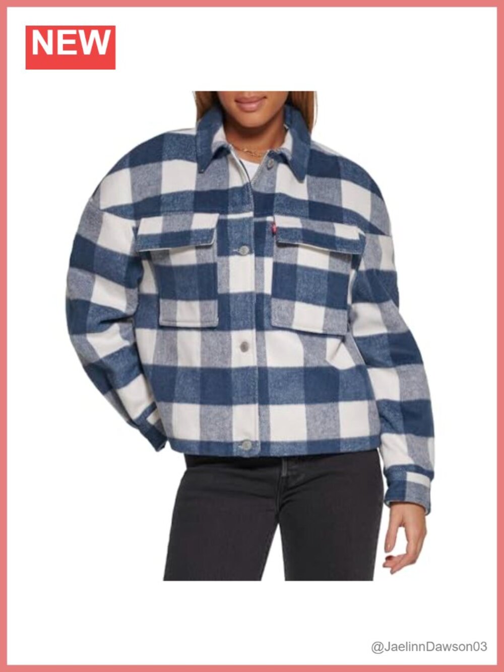 Wool Blend Shorty Shirt Jacket Peacoat Plaid Zip Front